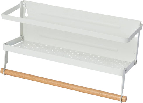 Household Essentials Metal Magnetic Spice Rack with Paper Towel Holder, White