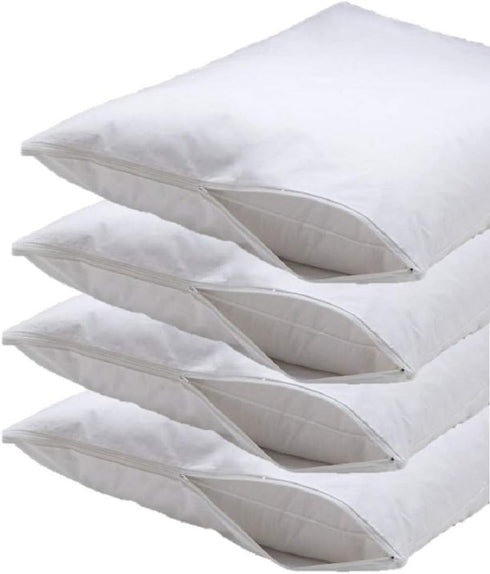 4 Pack Deluxe Zippered Vinyl Pillow Covers - Waterproof Protectors, Standard Size 20"x29"