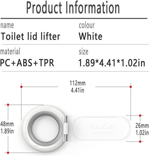 Toilet Lid Lifter, Toilet Seat Handle Avoid Touching Toilet Cover, 2 PCS White