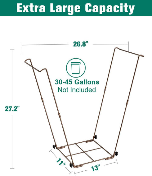 Tuohours 30-45 Outdoor Trash Bag Holder Stand - Heavy Duty Metal Garden Garbage Support Frame for Gallon Capacity