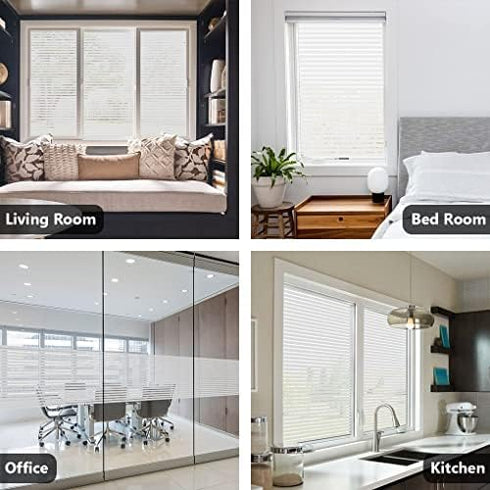 LEMON CLOUD Privacy Window Film Self-adhesive No-Glue Static Cling Stripe Pattern Frosted Window Film Decorative Privacy Glass Film for Office Home All Smooth Glass Surface 17.5 x 78.7 inch by LEMON CLOUD