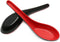 2PCS Asian Soup Spoons - Chinese Japanese Miso Ramen Wonton Dumpling Pho Rice Noodle Spoons, Red and Black