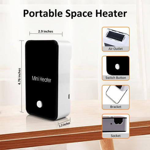 Portable Space Heater YOUCIDI Mini Desk Heater, Electric Fan Air Warmer for Room/Office/Desktop