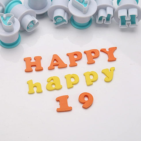Suwimut 62 Pieces Fondant Alphabet Letter Cutters and Number Set - Cake Biscuit Mold Decorating Tools for DIY Cookies