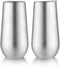 Sivaphe 2Pack Stemless Champagne Flutes Set with Lid, Stainless Steel Insulated Vacuum Tumbler Cocktail Cups - 6 Ounce