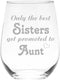 Only the Best Sisters Get Promoted to Aunt Stemless Wine Glass - Sister, Aunt Themed Gift for Women - 17 oz