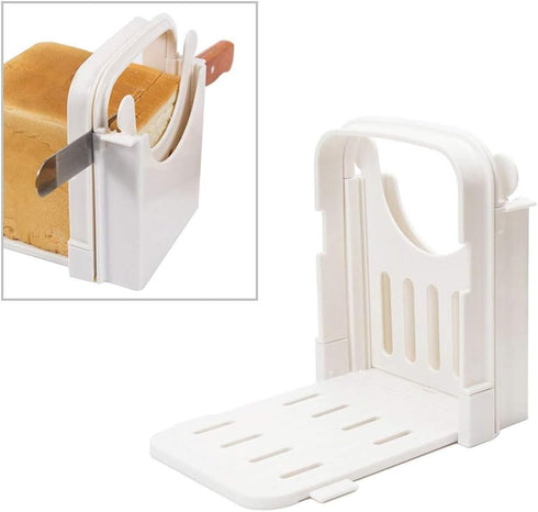 Foldable Bread Slicer Cutting Guide with 5 Slice Thicknesses Mold, Bagel Loaf Sandwich Cutter