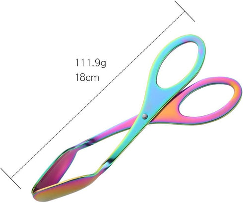 Food Tongs, Baikai Stainless Steel Kitchen Scissor Cooking Barbecue BBQ Grilling and Serving Clips (Rainbow)