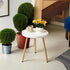 14.96" 14.96" 17.52" danpinera Small Round Side Table, Mini White Table with Wooden Tray & Metal Legged, Gold Side