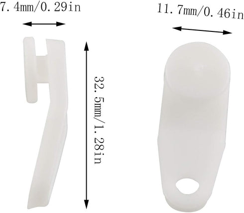E-outstanding 50 Sets White Plastic Traverse Rod Slides, Rail Glider and Metal Curtain Hooks for Window