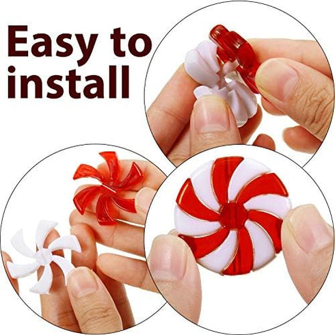 Shappy 50 Pieces Christmas Candy Canes Swirl Garland, Peppermint Christmas Decorations for Tree Ornaments