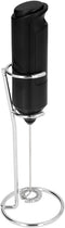 Mini Handheld Drink Mixer - Portable Stainless Steel Electric Milk Frother with Metal Base (Black and Bracket)