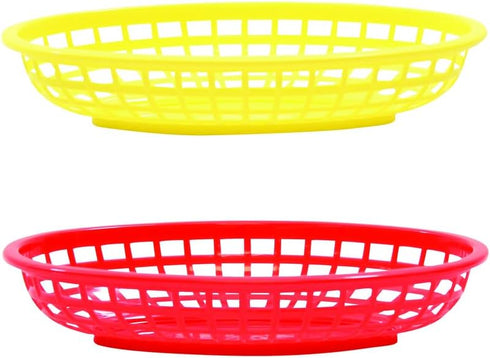 TableCraft Assorted Sandwich & Fry Basket Set, 6 Piece, 9", Red & Yellow