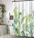 Lifeel Tropical Shower Curtain Set, Heavyweight Leaves Jungle Palm Bathroom Shower Curtain with 12 Hooks, Green White