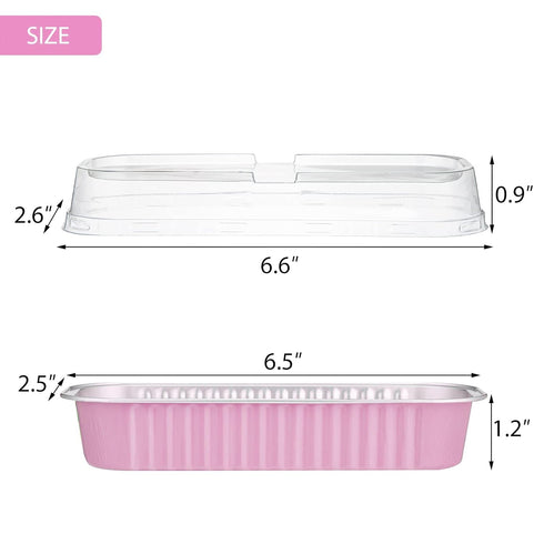 EUSOAR Cupcake Liners with Lids, 50pcs 6.8oz 6.5"x2.5"x1.2" Aluminum Disposable Foil Ramekins Pan Tin with Lids,Cupcake Baking Cups Containers Wrappers, Dessert Cheesecake Creme Brulee Ramekins Pan