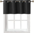 Home Queen Grommet Blackout Curtain Valance Window Topper, Short Cafe Valence, 54 W X 18 L Inch, Black