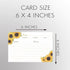 Sunflower Recipe Cards for Bridal Shower, Wedding, Housewarming Gift, 4x6 Double Sided (50 count)