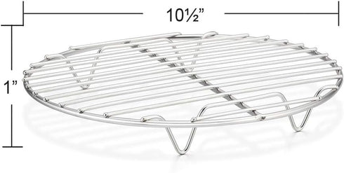 E-far 10½ Inch Round Cooling Cooking Racks, Stainless Steel Round Steaming Baking Rack Set of 2, Multi-Purpose for Canning Air Fryer Pressure Cooker, Dishwasher Safe by E-far