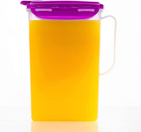 LocknLock Aqua Fridge Door Water Jug, BPA Free Plastic Pitcher with Handle, Flip Top Lid, 2 Quarts, Purple