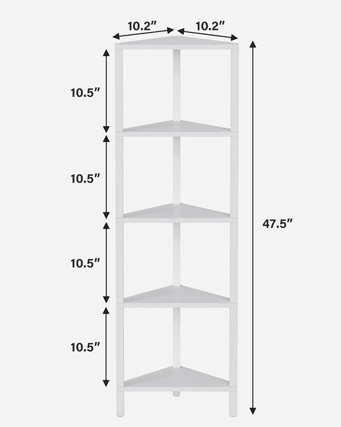 5-Tier BS05BW005 TUTOTAK Corner Shelf, Corner Bookshelf for Small Space, Narrow Display Corner Shelf Stand with Storage