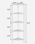 5-Tier BS05BW005 TUTOTAK Corner Shelf, Corner Bookshelf for Small Space, Narrow Display Corner Shelf Stand with Storage