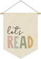 XYDEG Reading Corner Decor, Let's Read Sign Kids Room Wall Canvas Banner, Library