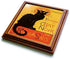 3dRose Le Chat Noir Trivet with Ceramic Tile, 8 by 8", Black Cat, Brown
