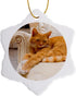 3D Rose Happy Orange Tabby Cat Relaxing on Fancy Armchair Snowflake Ornament, 3"