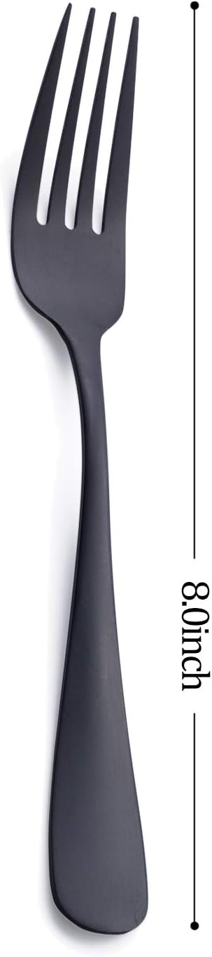 Matte Black Dinner Fork Set, GoGeiLi Stainless Steel Flatware, 8.0-inch, Service for 6, Dishwasher Safe