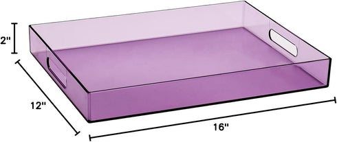 Handles,16" 12" Countertop Sooyee Violet Clear Acrylic Serving Tray with x Decorative Tray for Breakfast, Tea, Food