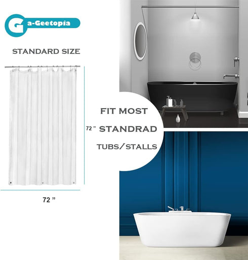 Ga-Geetopia Clear PEVA Plastic Shower Curtain Liner, 72" x 72" Lightweight with Rustproof Grommets