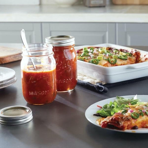 Ball Mason Regular Mouth Jars with Lids and Bands, Set of 4, Two 32oz + Two 16oz Jars