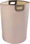 Wabo Round Laundry Basket with Handles, Taupe Honeycomb Motif Hamper