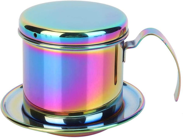 Fdit Stainless Steel Colorful Vietnamese Coffee Filter Set, Pour Over Coffee Dripper, Phin Infuser Coffee Brewer