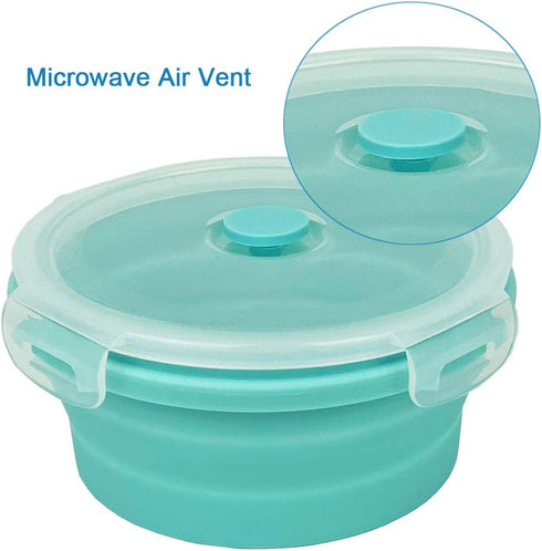 Silicone Collapsible Bowl 1200ml with Airtight Plastic Lids, 2 Pack Silicone Dish Sponges for Camping, Hiking, Travel -