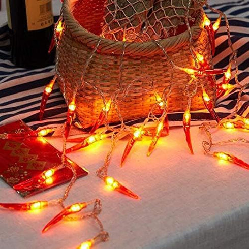 2pack Lights,40 OKBA red Chili Pepper String LED Pepper String lamp Indoor Kitchen Decor Outdoor Mexican Decorations