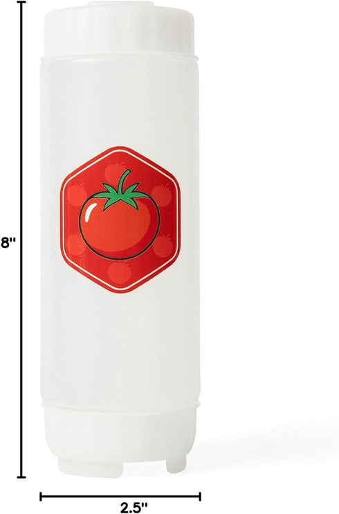 18oz NoDrip FIFO Tomato Sauce Bottle BPA-Free Refillable Squeeze Dispenser with White Twist Cap for Ketchup, Marinara