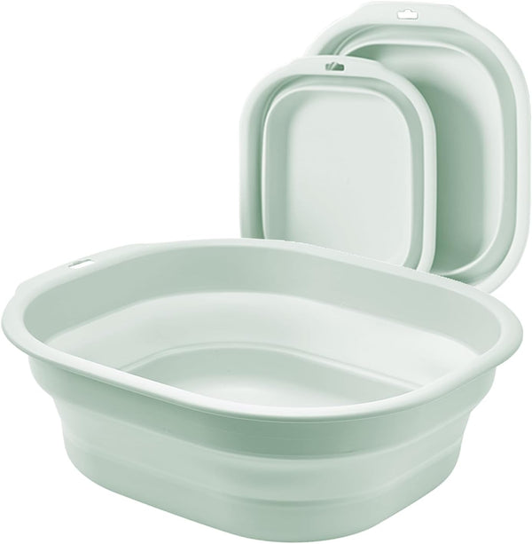 2 Pack Collapsible Wash Basin Set, Foldable Dish Tub, Small Medium Portable