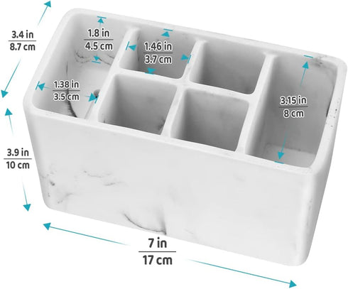 zccz Toothbrush and Toothpaste Holder, Multifunctional Countertop Organizer with 6 Slots for Bathroom Shower Vanity