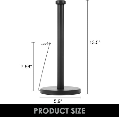 Paper Towel Holder, Stainless Steel Countertop Dispenser for Kitchen and Dining Room - Black