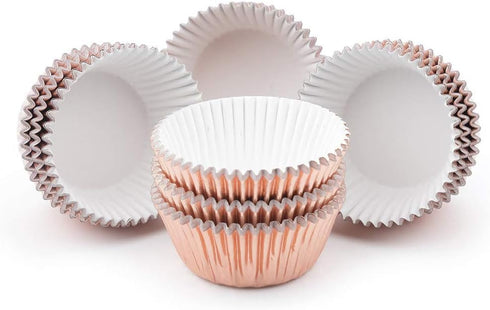 Gifbera Mini Rose Gold Foil Cupcake Liners, Metallic Baking Cups, 300-Count