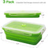 Alimat PluS 27oz Collapsible Food Storage Containers with Lids, 3 Pack Set 800ml Silicone Food Storage Containers, Green Collapsible Food Storage for Kitchen and Outdoor Activities