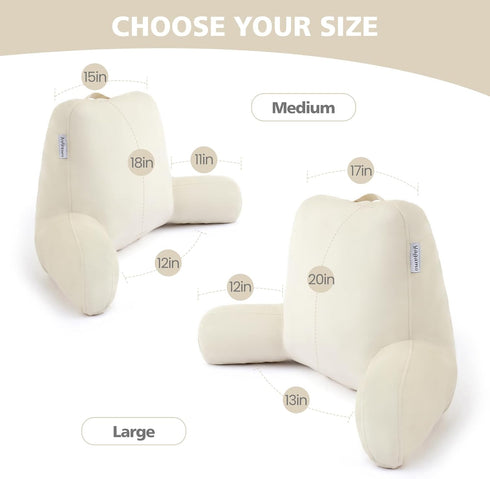 Yagamo Reading Pillow for Bed Sitting Up, Adults and Teens Backrest with Arms, Velvet Back Support Pillow for Sitting