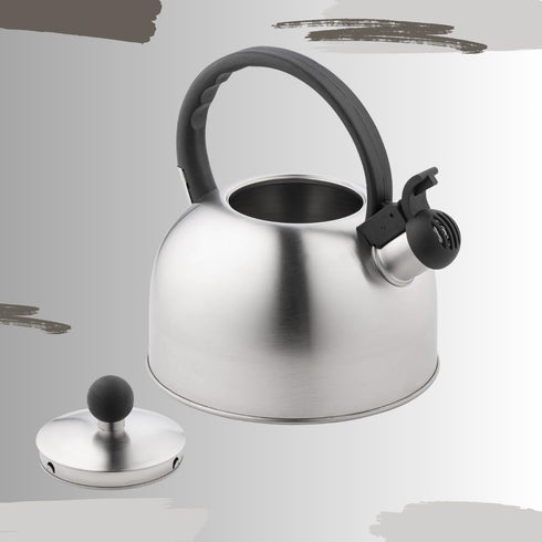 2.5 Liter Whistling Tea Kettle, Modern Stainless Steel Whistling Tea Pot for Stovetop with Cool Grip Handle
