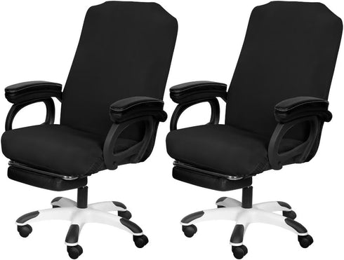 SARAFLORA 2 Pack Stretchable Office Chair Cover, Removable Computer Chair Slipcover with Zipper, Black