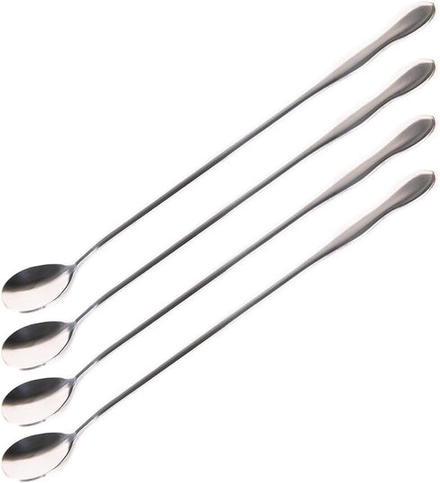 SellerWay Long Handle Spoon, 12-inch Stainless Steel Iced Teaspoon for Mixing, Set of 4