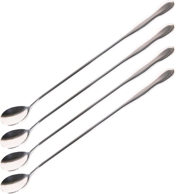 SellerWay Long Handle Spoon, 12-inch Stainless Steel Iced Teaspoon for Mixing, Set of 4