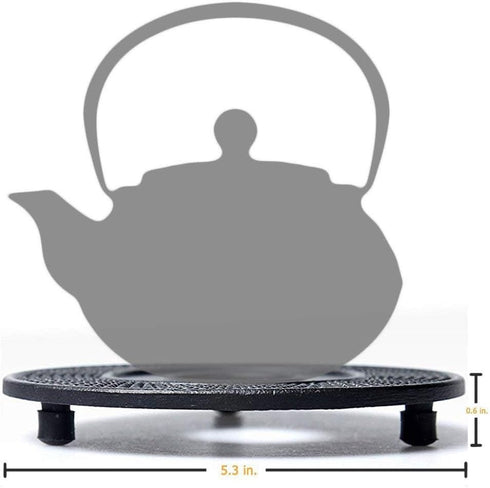 suyika Cast Iron Mat with Rubber Pegs for Japanese Tea Kettle Black Trivet 5.3in