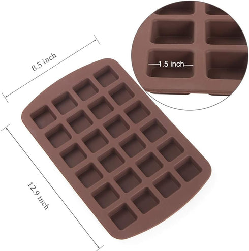 Webake Mini Brownie Pan, Square Silicone Baking Mold for Keto Fat Bomb, Chocolate