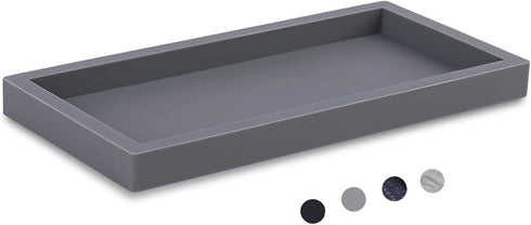Bathroom Trays for Counter, Silicone Vanity Trays for Bathroom, Rectangle Sponge Holder for Kitchen Sink - Grey